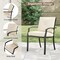 Black Patio Bistro Armchairs Set of 2 Stackable with Cushions Beige